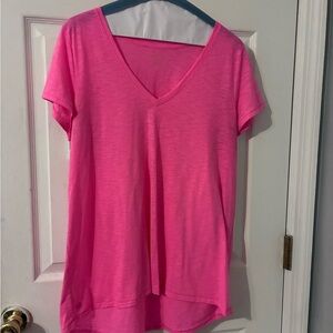 Lilly Pulitzer Bright Pink V-Neck Tee